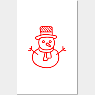 Red Snowman Posters and Art